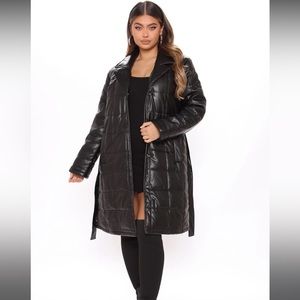 Fashion Nova | faux leather coat size small